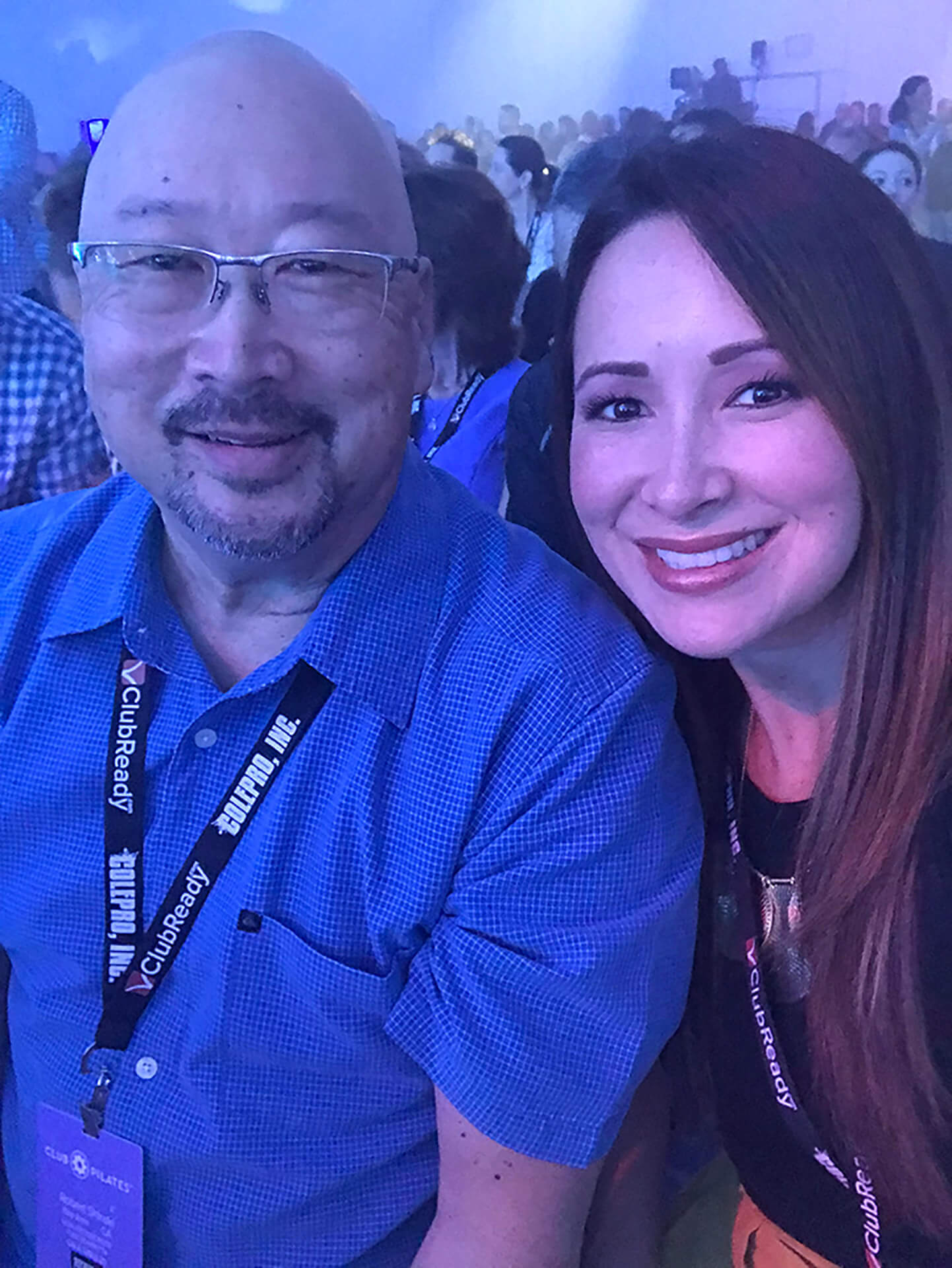 Two people smiling